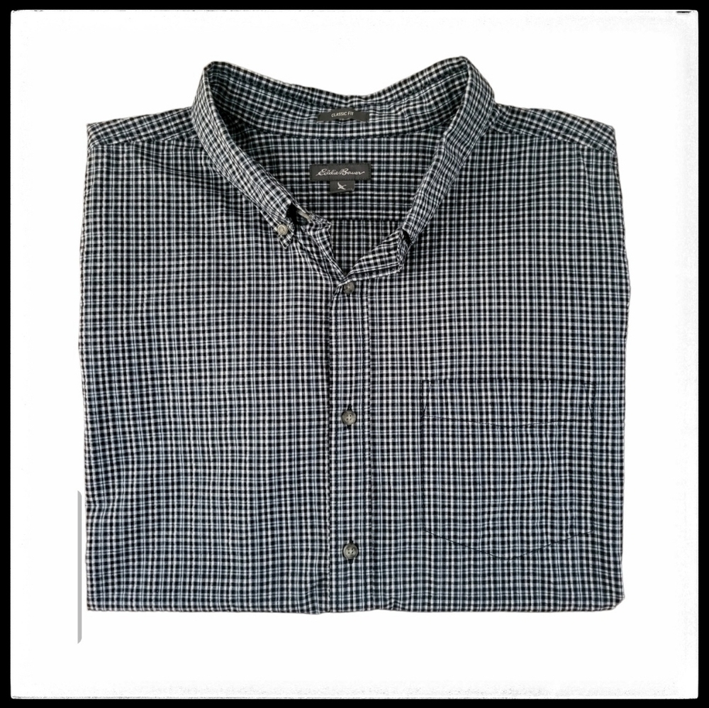 Eddie Bauer Short Sleeve Plaid Button Down Shirt